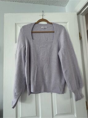 Madewell Light Lavender Square Neck Ribbed Sweater